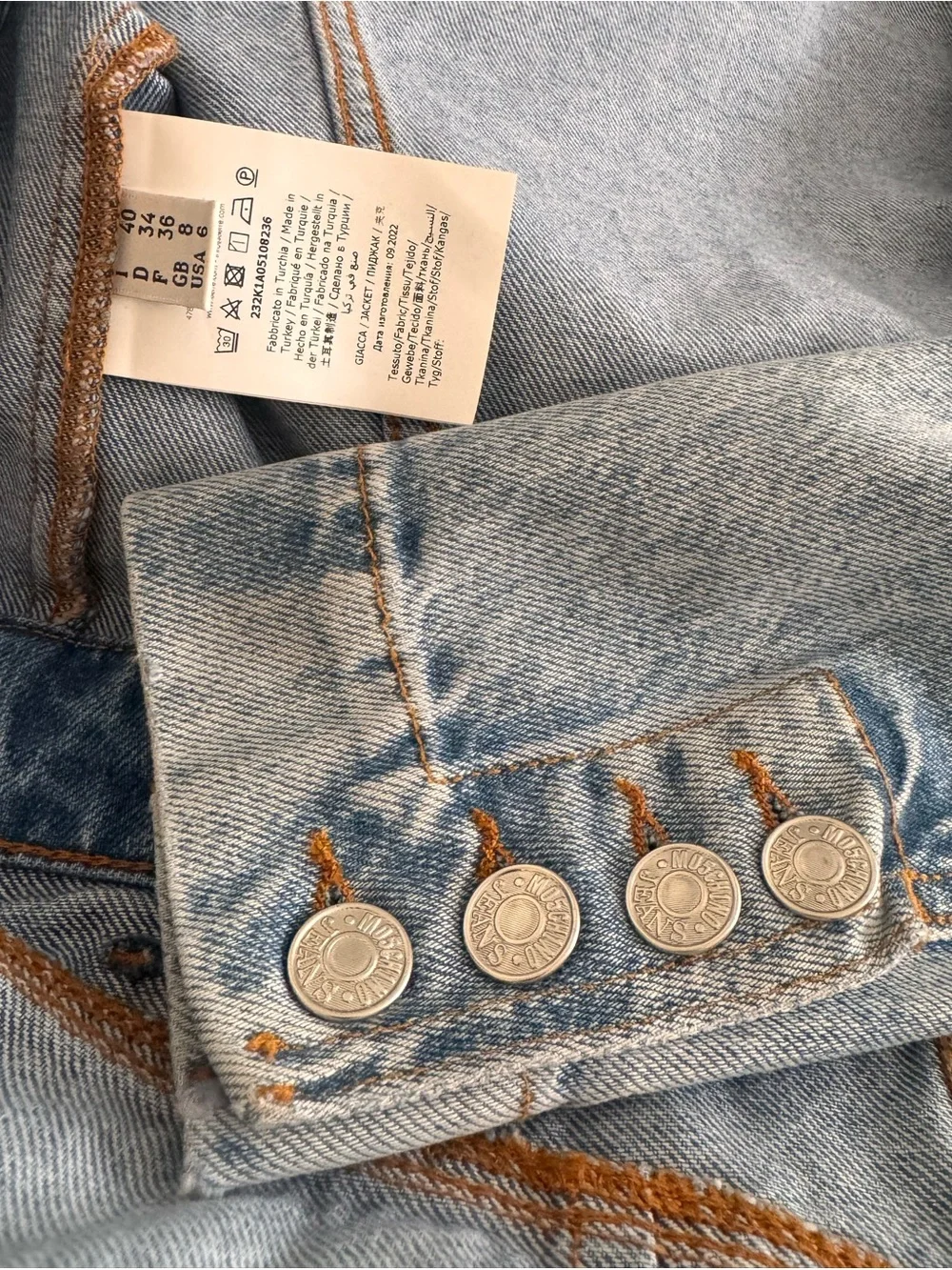 Moschino Light Blue Fishtail Denim Jacket